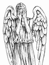 Weeping Doctor Who Angels Coloring Drawings Angel Sketch Sketches Tattoos Pages Choose Board sketch template