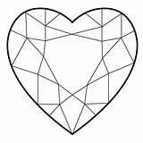 Diamond Heart Coloring Shaped Diamonds Drawing Shape Shapes Tattoo Pages Clipart Clip Geometric Outline Crystal Hearts Cuts Gem Gemstone Drawings sketch template