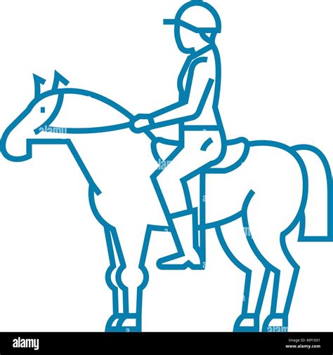 horse riding linear icon concept horse riding  vector sign symbol
