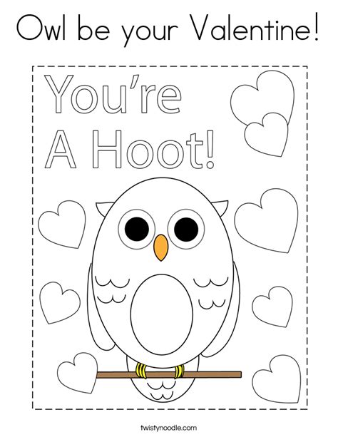 owl   valentine coloring page twisty noodle