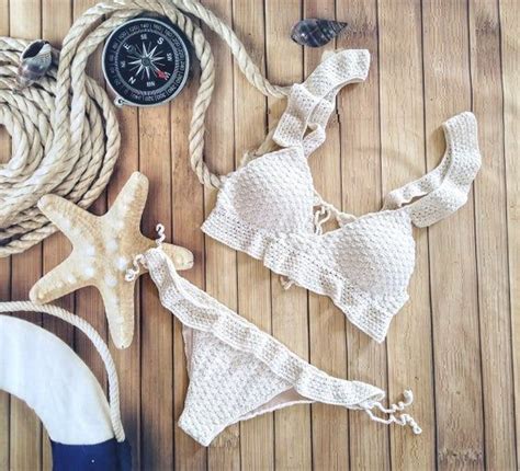 handmade crocheted bikini soft cotton yarn crochet bikini etsy