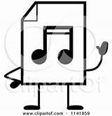 Mascot Mp3 Waving Document Music Clipart Cartoon Thoman Cory Outlined Coloring Vector Collc0121 Royalty sketch template