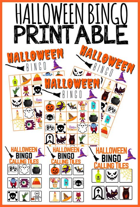 printable halloween bingo cards halloween bingo game  kids