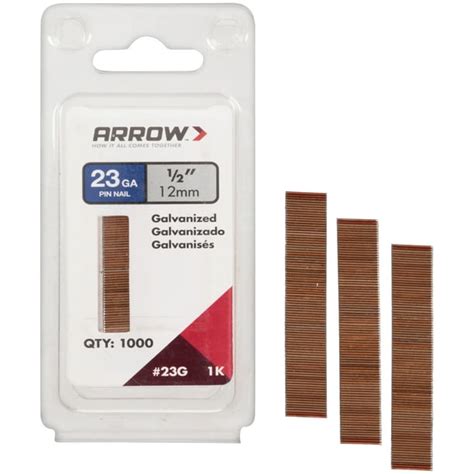 Arrow 1 2 23ga Galvanized Pin Nails 1000 Ct Pack