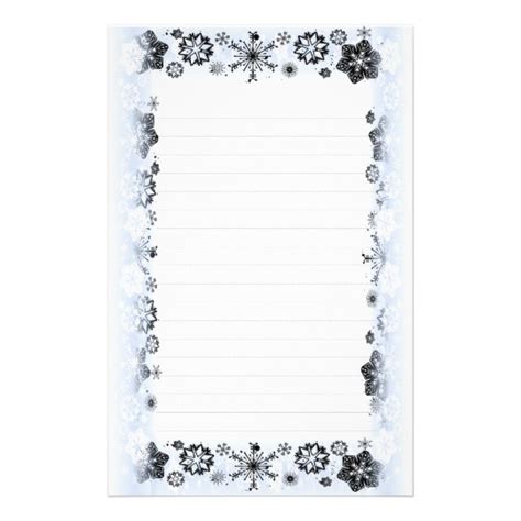 snowflakes border lined writing paper zazzlecom