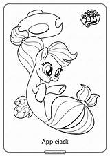 Pony Applejack Colorear Coloringoo Wonder Sirenas Spike sketch template
