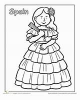 Coloring Pages Kids Spain Spanish Colouring Around Multicultural Worksheets Sheets Hispanic Heritage Activities Culture Crafts Worksheet Color Thinking Dress Month sketch template