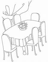 Dining Table Coloring Room Clipart Pages Kitchen Drawing Dinner Furniture Living Clip Cliparts Color Printable Getdrawings Kids Library Set Print sketch template