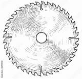 Saw Blade Circular Drawing Vector Line Illustration Stock sketch template