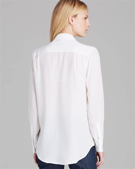 Lyst Equipment Blouse Reese Jewel Collar Silk In White