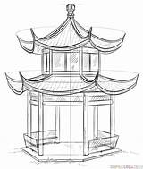 Chinese Pagoda Draw Drawing Step Temple Tutorials Add Supercoloring Choose Board sketch template