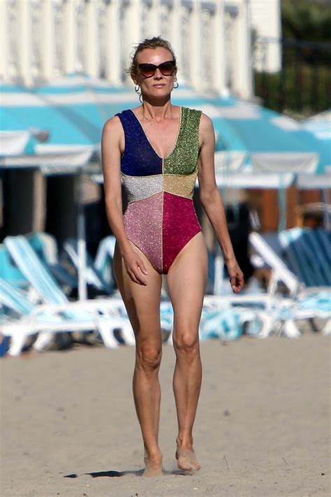 Diane Kruger Sexy In A Multicolored Swimsuit 14 Photos The Fappening