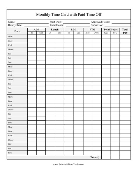 timesheet template  printable  templateroller images