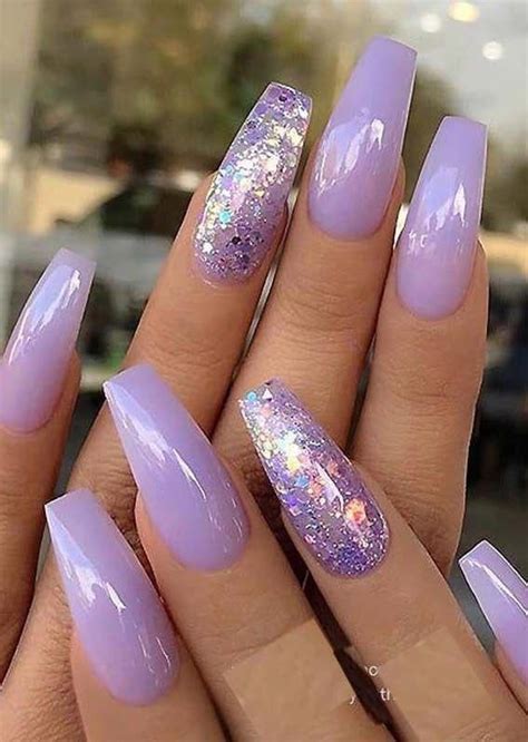 gorgeous pastel lavender  glitter nail art designs