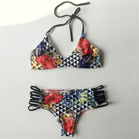 printed sexy bikinis women swimsuit 2017 brazilian bikini set bandage