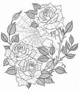 Roses Tattoo Cobweb sketch template