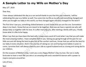 sample letter   wife  mothers day