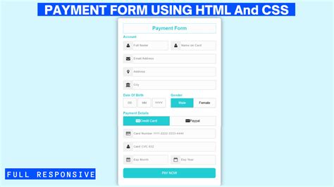 payment form  html css full responsive