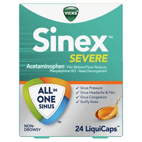 vicks sinex severe sinus pressure pain congestion liquicaps  ct