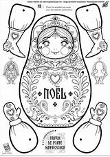 Matriochka Russe Noel Russie Matryoshka Coloriages Russes Marionnette Poupées Pantin Découpage Colorier Aubry Glittered Cardstock Magique Poupée Choisir Elfes Tribu sketch template