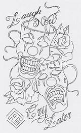 Cry Later Tattoo Laugh Now Designs Smile Outline Coloring Tattoos Pages Sketch Sketches Drawings Stencil Drawing Deviantart Stencils Latest Face sketch template
