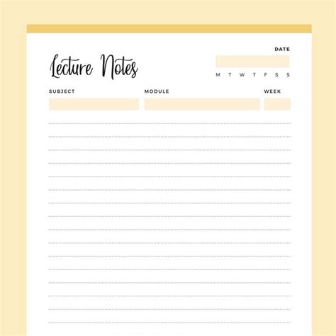 printable lecture notes instant    colors included