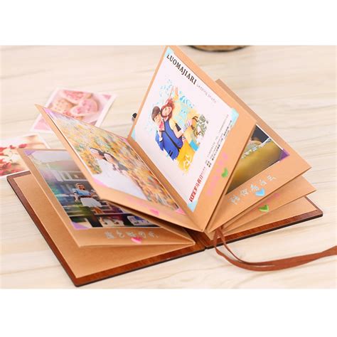 folding type wooden diy photo album book hand  paste type photo