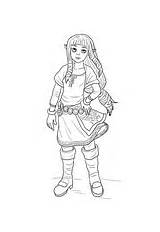 Zelda Coloring Legend Young Skyward Sword sketch template