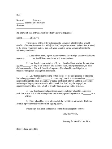 attorney conflict  interest letter  template pdffiller