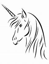 Unicorn Outline Head Drawing Coloring Simple Clipart Pages Printable sketch template