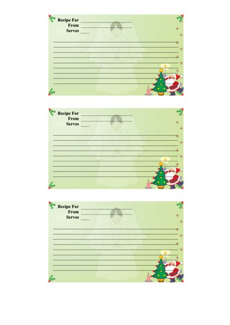 christmas  recipe card template printable