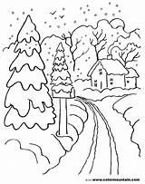 Coloring Winter Pages Scene Christmas Snow Rainy Wonderland Drawing Landscape Storm Printable Kids House Adults Color Carol Getcolorings Interior Jackson sketch template