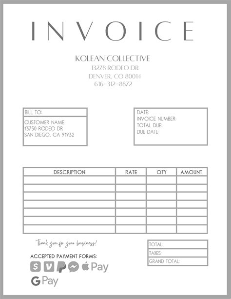 digital drawing illustration art collectibles invoice template
