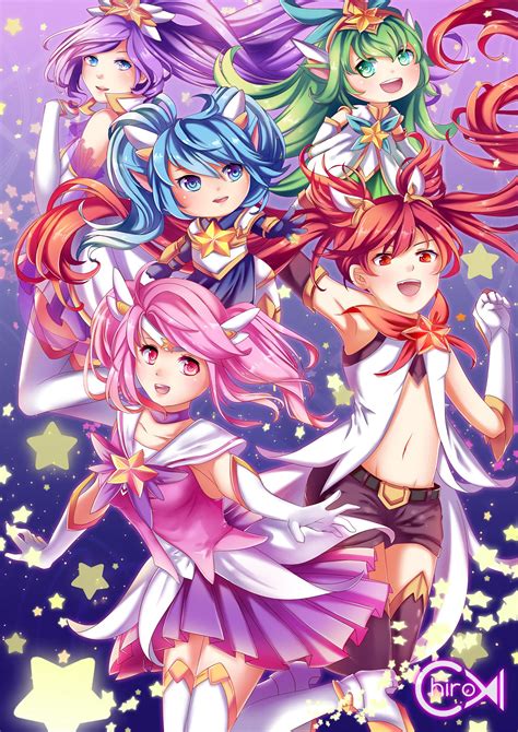 star guardian lux jinx poppy lulu and janna by ちろよ hd wallpaper fan art artwork league of