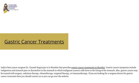 Ppt Dr Ganesh Nagarajan For Gastric Cancer Treatments Powerpoint