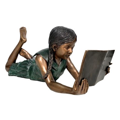 bronze lying girl reading book sculpture florida bronze statues