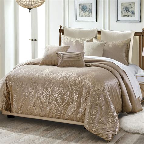 hgmart bedding comforter set bed   bag  piece luxury metallic printed velvet bedding sets