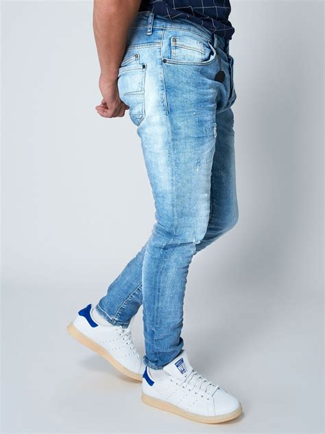men s washed slim fit jeans in light blue project x paris