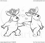 Jackalope Coloring Romantic Dancing Pair Pages Clipart Cartoon Cory Thoman Outlined Vector Template sketch template