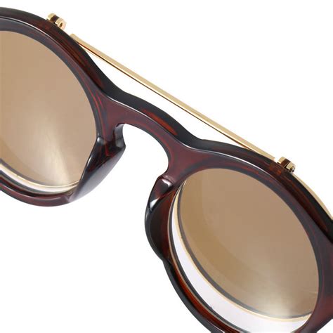 retro brown steampunk goth goggles glasses flip up round sunglasses
