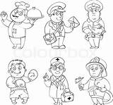 Coloring Professions Job Pages Book Clipart Doctor Policeman Postman Vector Cook Worksheet Profession Career Fireman Illustration Drawing Sketch Clip Different sketch template