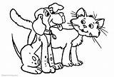 Coloring Cat Dog Pages Sketch Kids Printable sketch template