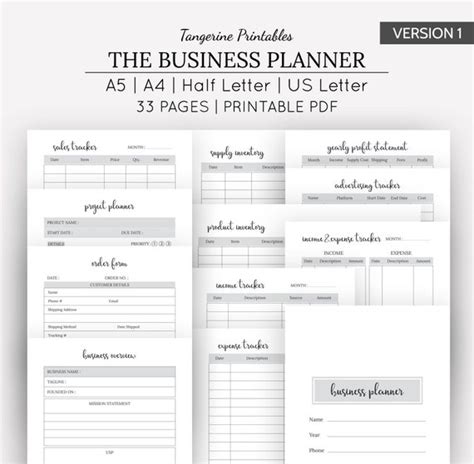 business planner printable business planner small business etsy india