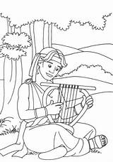 Arpa Harpa Saul Colorear Harp Tocando Kill Tries Desenho Anoints Davids sketch template