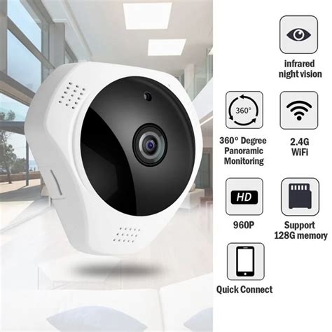 panoramic wireless ip camera motion detection  degree night vision indoor outdoor security