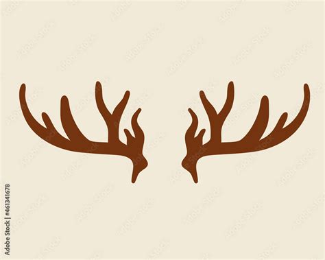 reindeer antlers silhouette isolated vector drawing  simple cartoon