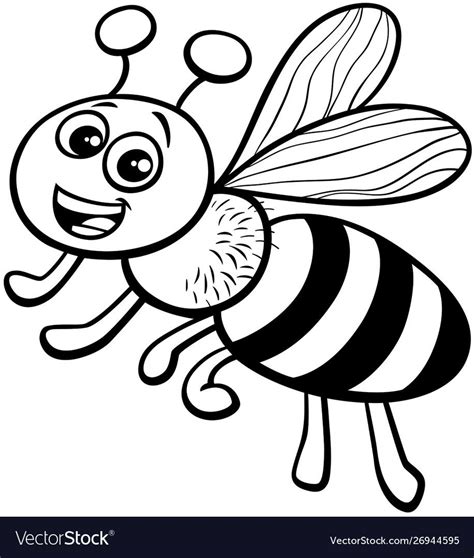 honey bee cartoon character coloring book vector image honey bee