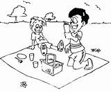 Picnic Coloring Pages Blanket Getcolorings sketch template