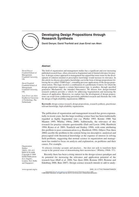 developing design propositions  research synthesis