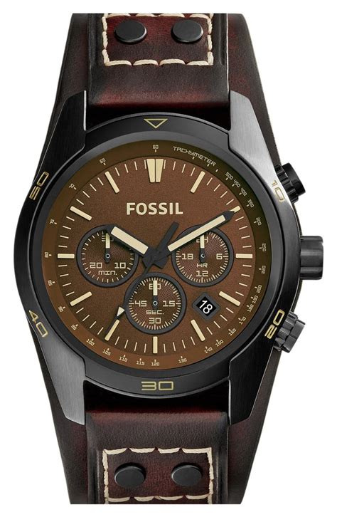 fossil coachman chronograph leather strap  mm nordstrom